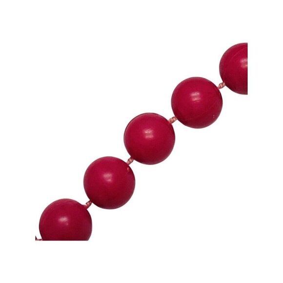 Vintage Pink Fuchsia Faux Pearl Acrylic Beaded Chain Summer Necklace 24in - Picture 5 of 7